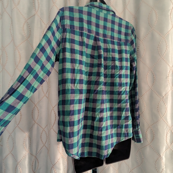 70. So Favorite Shirt Soft Blue and Green Plaid Button-Up Shirt - Small - Picture 3 of 4